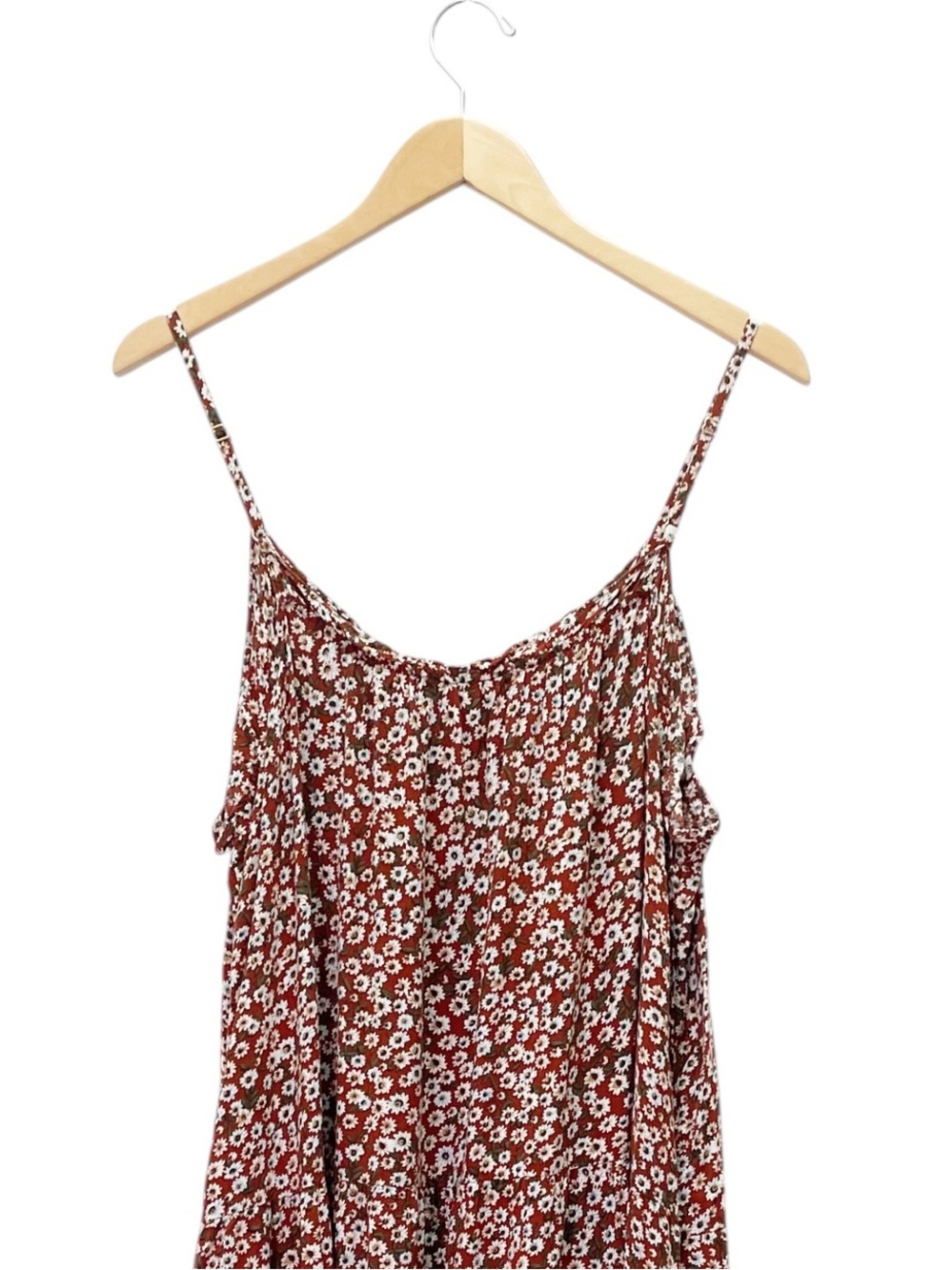 Natural Life Harley Midi Dress Size L/XL Rust Floral Daisy Tiered Boho Pockets - Picture 6 of 11